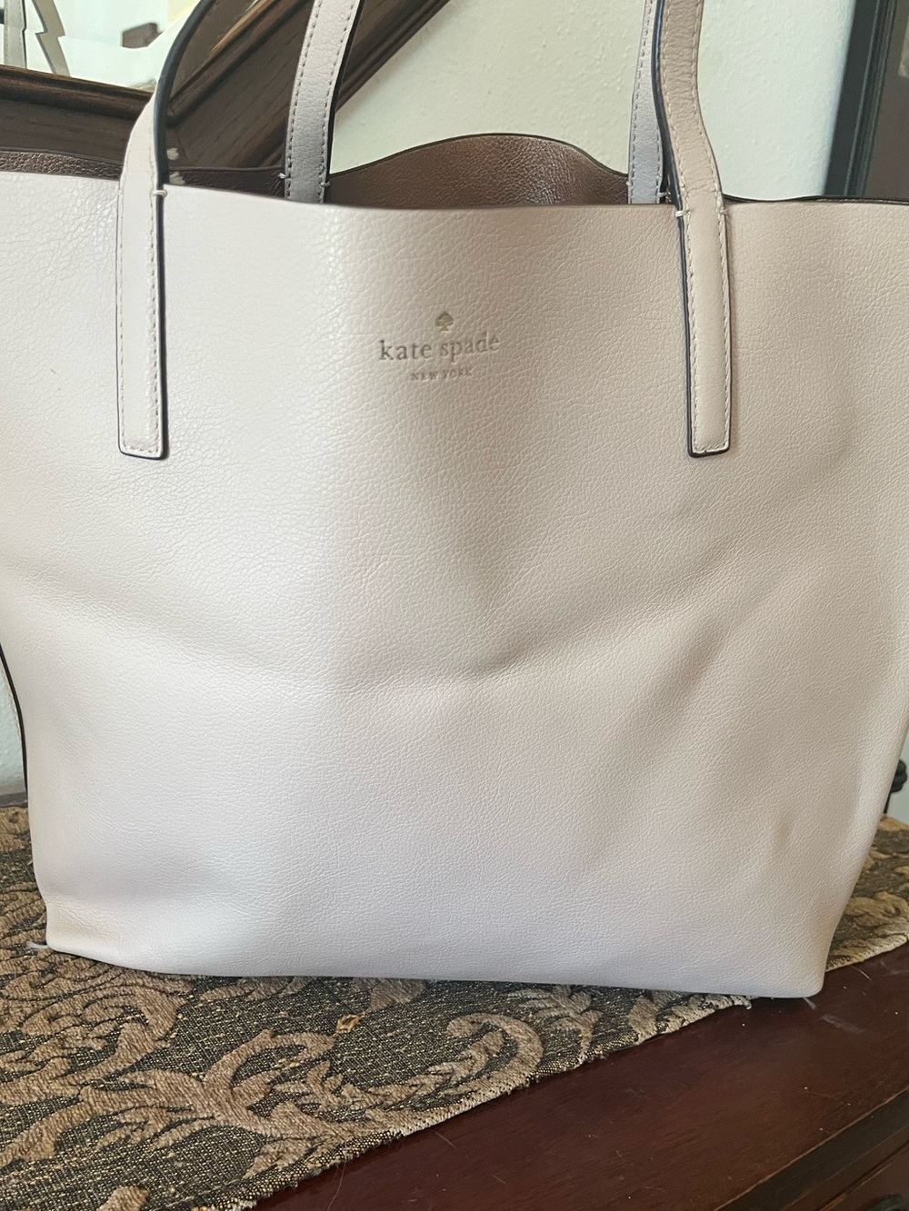 Kate Spade Blush Pink and Gold Saffiano Leather Reversible Tote -Like New